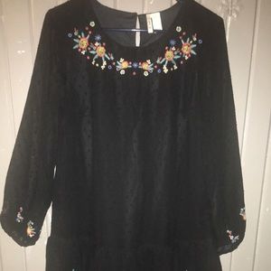Black Floral Medium Dress NWT